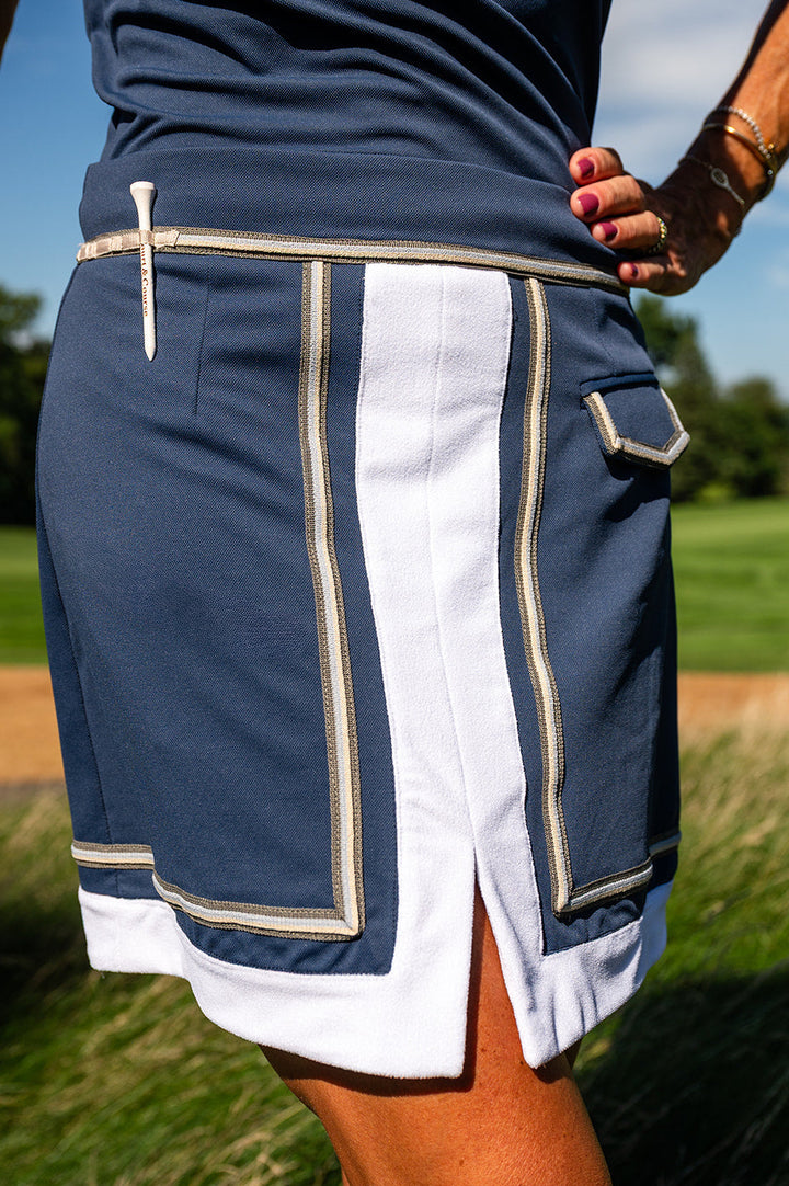 The Throwback Skirt Navy with Grey Trim