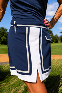 The Throwback Skirt Navy with Grey Trim